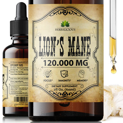 Lion s Mane Liquid Mushroom Supplement for Clarity, Focus & Nerve Support 4 FlOz