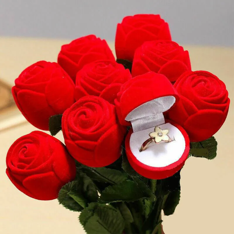 club ayer insondable Romantic Rose Flower Ring Box Proposal Engagement Valentine&#039;s Day Gift  Holder | eBay
