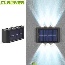 LED Solar Fence Lights Outdoor Dusk to Dawn Wall Light Garden Pathway Deck Lamp
