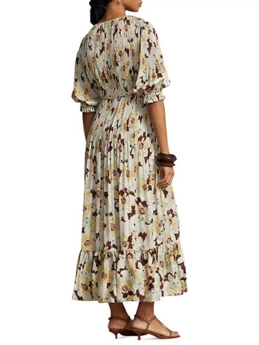Polo Ralph Lauren Spring Buttercup Floral Plisse Maxi Dress Size 6 $698 - Picture 2 of 4