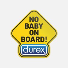 No Baby Child On Board Funny Condom Vinyl Vinyl Sticker Decal