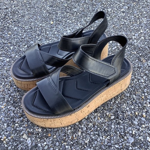 Franco Sarto Ozio Platform Wedge Women's Black Wedge Sandals Size 7M | eBay