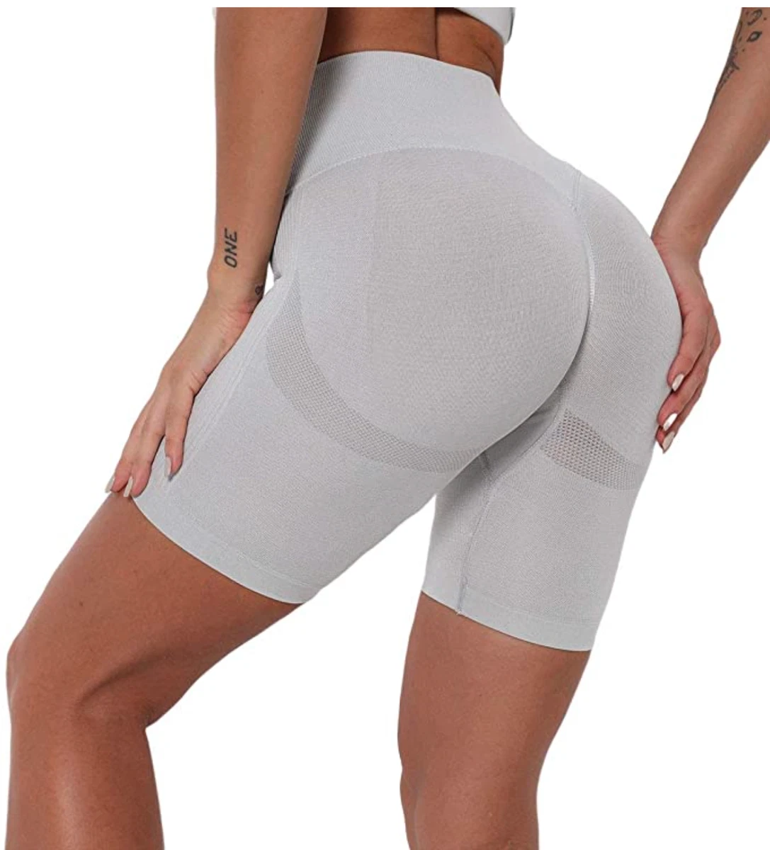 Casual Sports Booty Shorts Workout Running Bike Exercise Body Building for  Women High Waisted Textured Scrunch Workout - Gray XL 