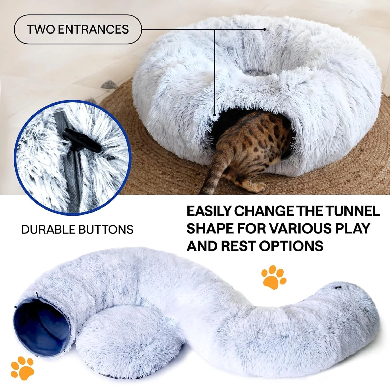 Cat Tunnel Bed with Cat Toys for Bored Indoor Adult Cats – Includes 1 Laser Paw
Opens in a new windo