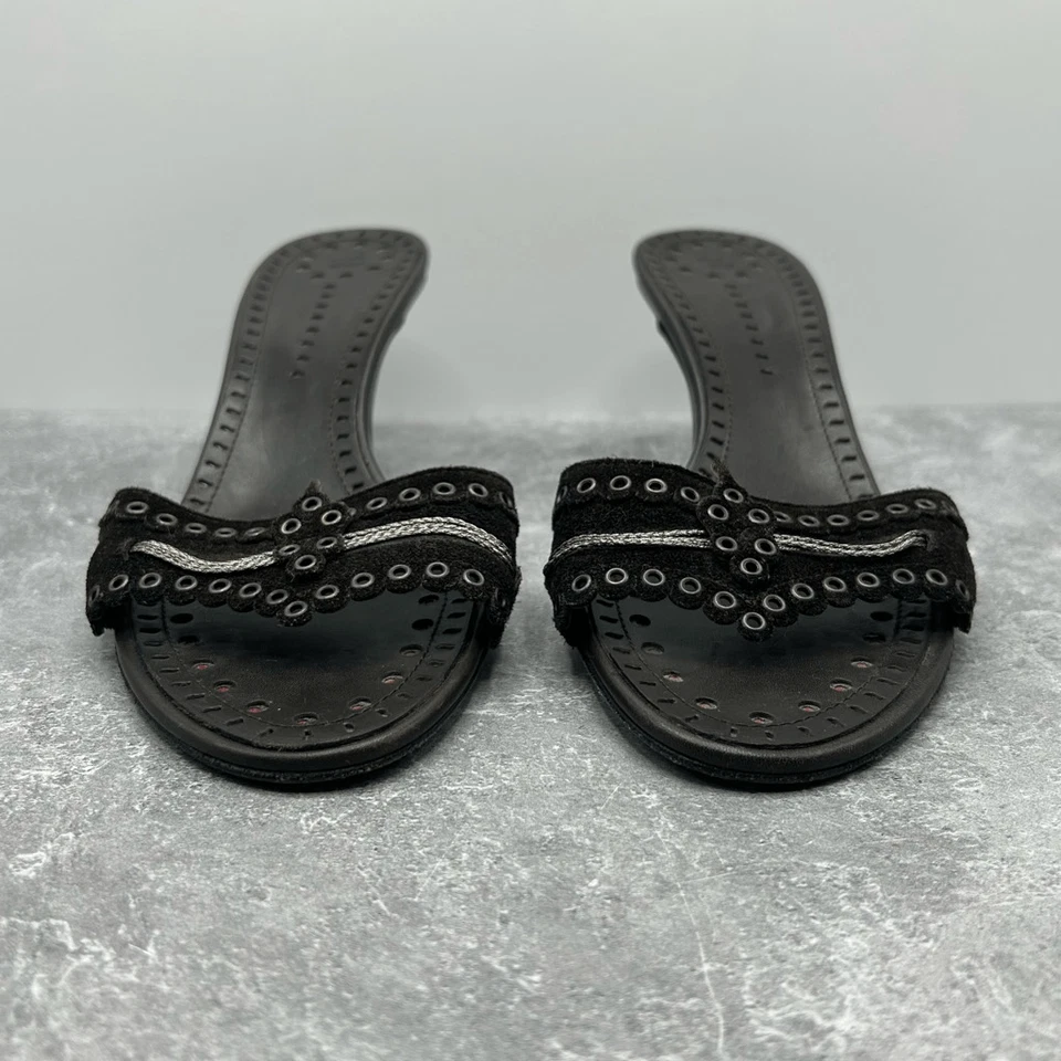 Роскошные женские черные замшевые кожаные туфли на каблуке для котят Chanel размер 38 евро без шнуровки - Изображение 3 из 4