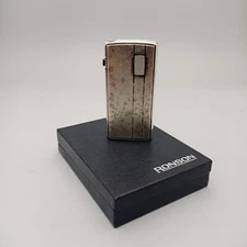 RONSON ELECTRONIC SILVER PLATED BATTERY GAS POCKET LIGHTER  BOXED VINTAGE