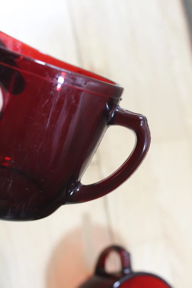 Vintage Glass Cream and Sugar Set Sets Ruby Red Creamer - Image 3 of 4