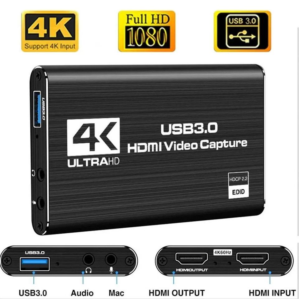 4K Audio Video Capture Card USB 3.0 HDMI Video Capture Device Full HD Recording - Image 2 of 4