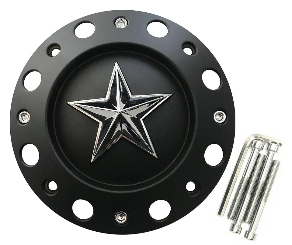 4x New Rockstar KMC XD Series TALL Wheel Center Caps Matte Black 5/6/8Lug XD775 - Image 2 of 4
