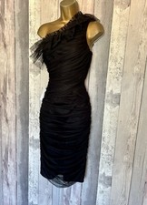Lipsy One Shoulder Mesh Little Black Dress Size 8 New With Tags
