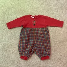 OSHKOSH BABY B GOSH VINTAGE ONE PIECE OUTFIT, 3-6 MONTH, PLAID BOTTOM, SNAPS