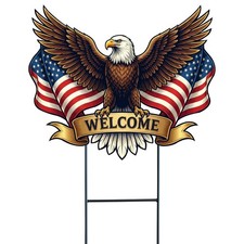 Patriotic Eagle Garden Stakes 4th of July Outdoor Decorations  Yard Signs