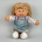 Cabbage Patch 2004 Kids Doll Blonde Hair Green Eyes Denim Overalls Outfit 17"