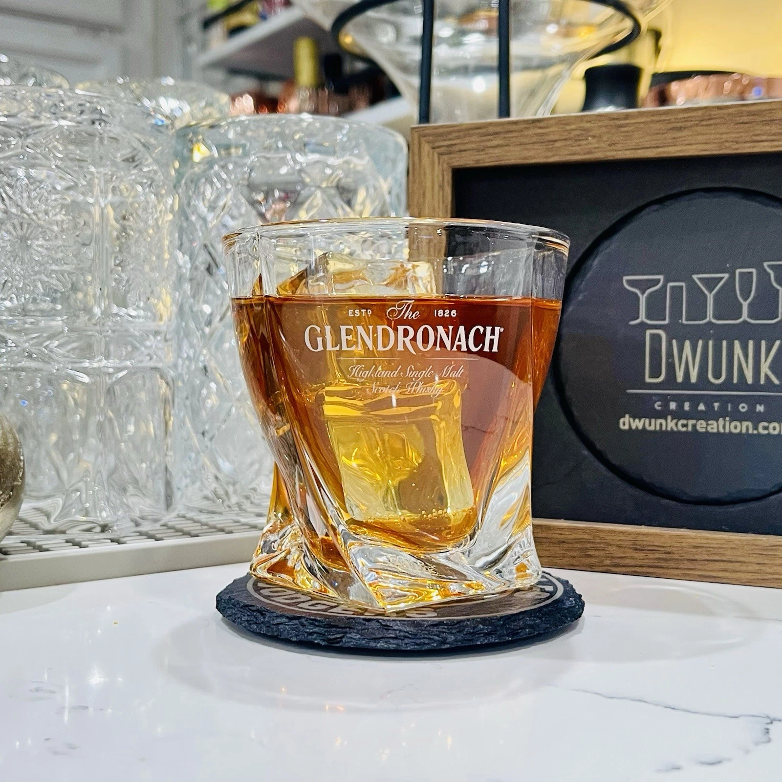 Engraved Glendronach Whiskey Glass - Twisted Whiskey Glasses
