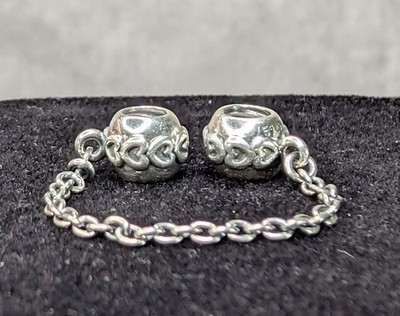 Authentic PANDORA Band of Hearts / Love Connection Safety Chain Charm #791088