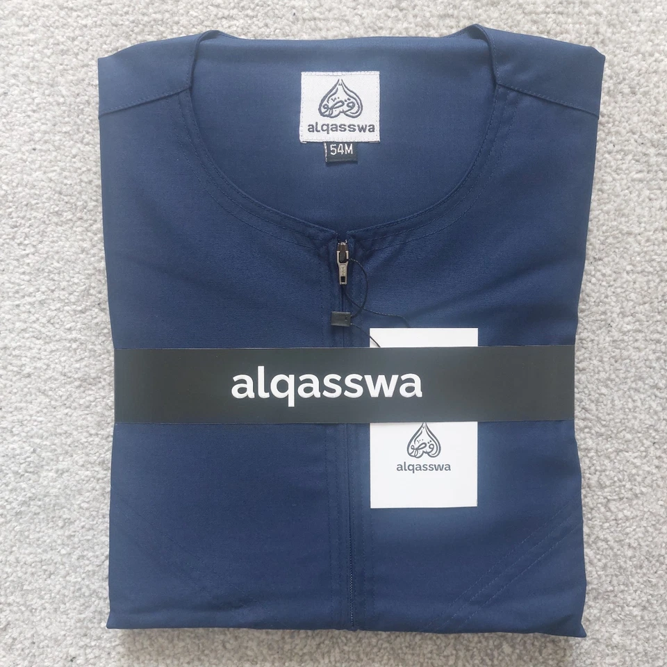 Men’s Navy Blue Omani Thobe Jubba–Premium Matte Cotton , Modest Islamic Clothing - Image 2 of 4