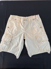 True Religion Girls Beige Cotton Polyester Cargo Shorts Pockets Drawstring