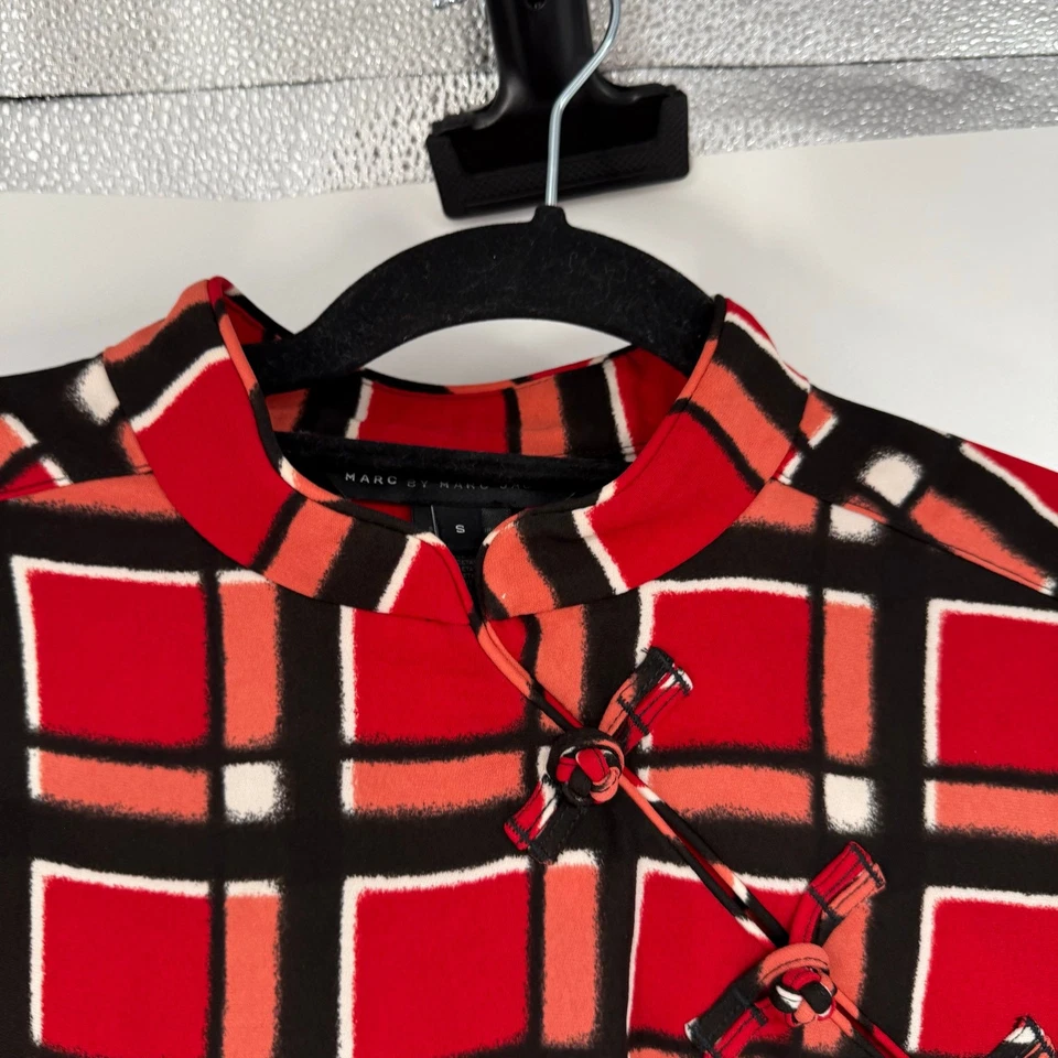 Top de crepé a cuadros Marc by Marc Jacobs Toto para mujer talla S rojo Cambridge multi cremallera Foto 4 de 4