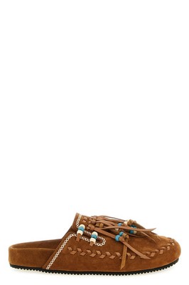 ALANUI The Journey Brown Suede Fringe Sabots New And Authentic