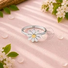 Sterling Silver Daisy Flower Ring Handmade Floral Band for Women Jewelry MR005