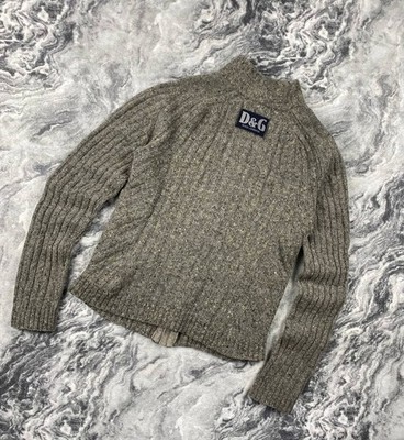 Early 90’s Dolce & Gabbana knit Vintage Dolce Gabbana Knit Ribbed Wool Sweater Full Zip Y2K Men