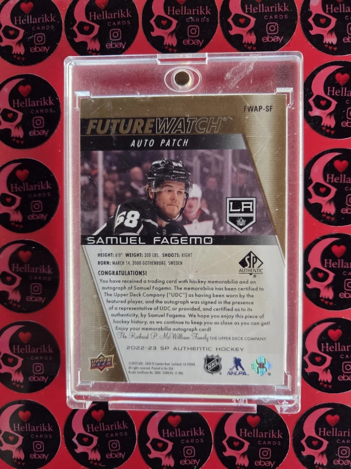 2022-23 Samuel Fagemo SP Authentic Future Watch /100 Rookie Auto Patch #FWAP-SF - Image 2 of 2