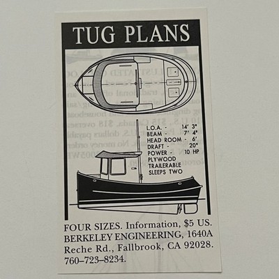 Berkeley Engineering Tug Plans 1640A Reche Rd Fallbrook CA Vintage Ad SAI6-S14