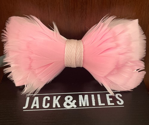 JACK AND MILES THE DERBY ROSE LILAC FEATHER BOW TIE