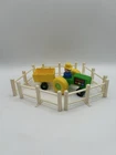 Fisher Price Little People VTG farm tractor Set w/ farmer & 5 Fence Pieces