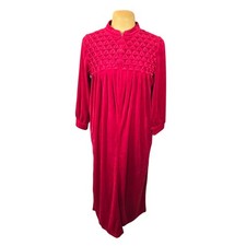 Only Necessities Red Velour Zip Front Robe Housecoat Long Sleeve M 14/16 Lounge