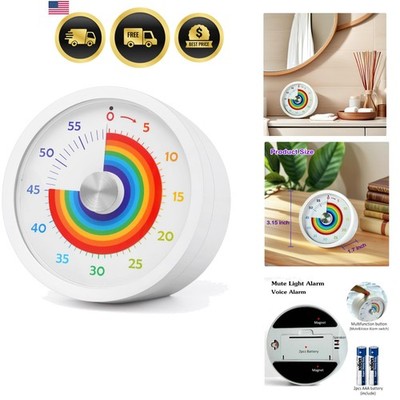 Rainbow Visual Timer with Silent Function - Perfect for Kitchen & Classroom Use