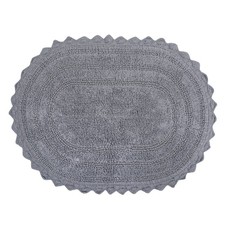DII Crochet Reversible Bath Mat, Large Oval 21x34 - Gray
