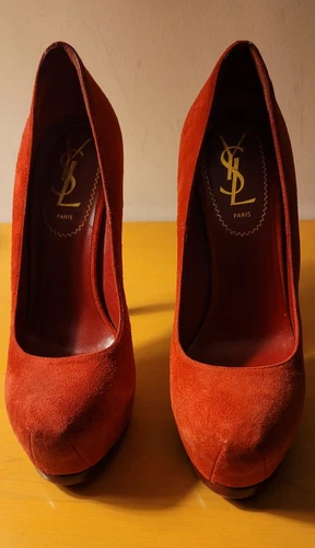 SAINT LAURENT (YSL) Scarpe decolte con tacco YSL Yves Saint Laurent Tribute donna taglia 36 plateau magenta