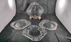 SET (4) VINTAGE Clear DEPRESSION GLASS SALAD PLATES FLORENTINE POPPY 7in