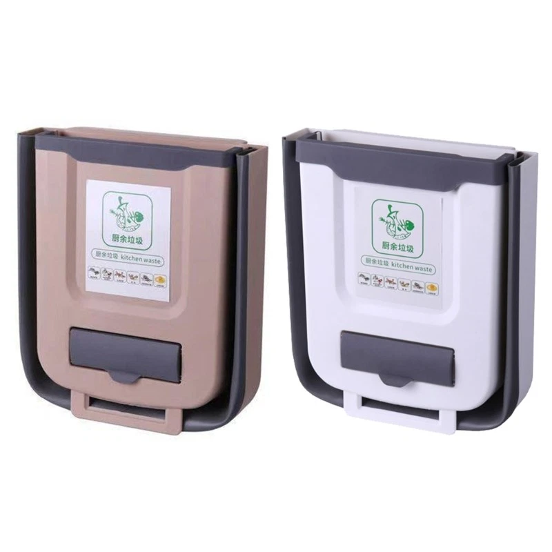 Bathroom Trash Can Folding Garbage Bin Wall Mounted Kitchen Toilet Wastebasket - Image 4 of 4