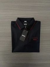 HUGO BOSS  Porsche Paule Moisture Size M Medium Men's Polo T-Shirt - Black