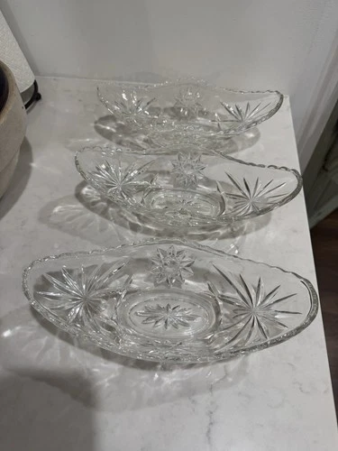 Vintage Anchor Hocking Banana Split Dishes Star Of David Pattern 1970s Lot Of 3