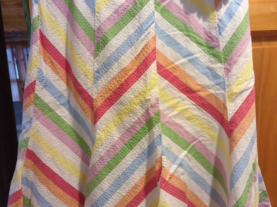 Falda Odille Anthropologie Línea A 8 Rayas Volantes Rayas Divertida Multicolor Boho Foto 3 de 4