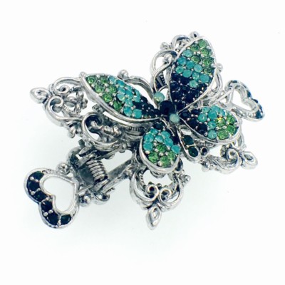VINTAGE BUTTERFLY HAIR CLAW CLIP HAIRPIN USE SWAROVSKI  display picture 2