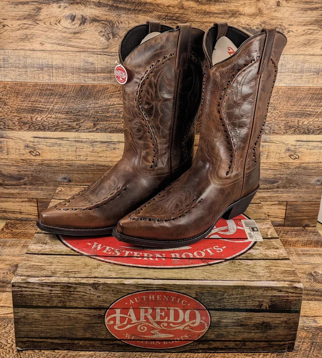 Laredo Men s Size 11 Wide Laramie Western Brown Leather Boots Snip