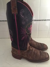 Justin Bent Rail Womens Fuschia Burst Western Boots-Sz 6B BRL 320 Made in USA