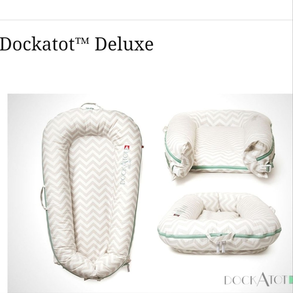 DockATot Deluxe White Grey Chevron | eBay