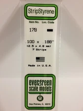 Evergreen # 178  Styrene Strip .100 x .188 (7) A Scale