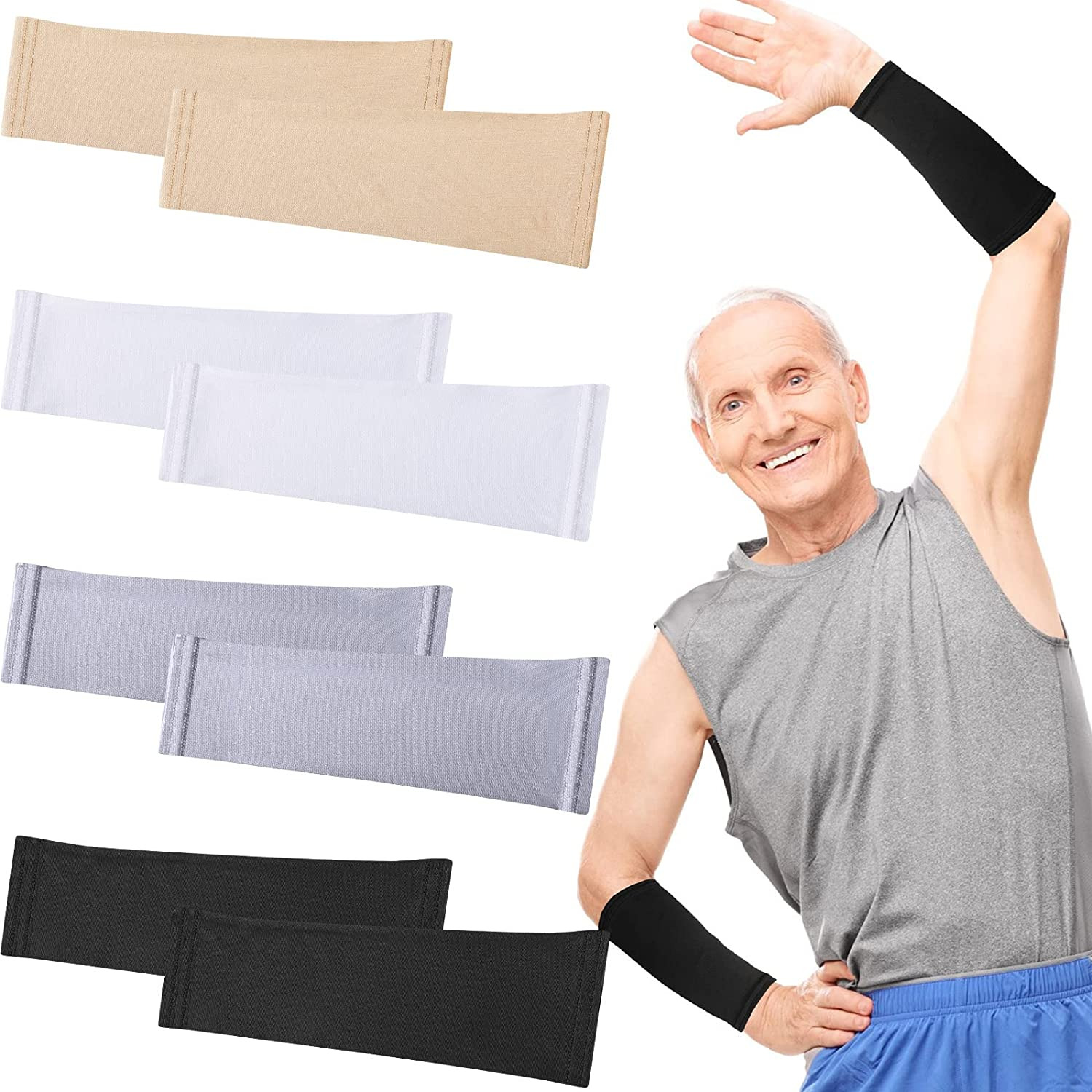 4 Pairs Skin Protection Sleeve for Arm Breathable Forearm Protector Arm Sleeve f