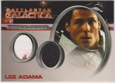 2009 BATTLESTAR GALACTICA 4 JAMIE BAMBER AS LEE ADAMA DOUBLE COSTUME CARD DC9