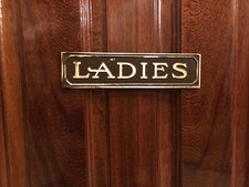 Ladies Restroom Rustic Farmhouse Door or Wall Sign- Antiqued Brass