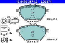 ATE 13.0470-3871.2 brake pad set, disc brake for Citroen, DS, Opel, Peugeot, Vauxhal