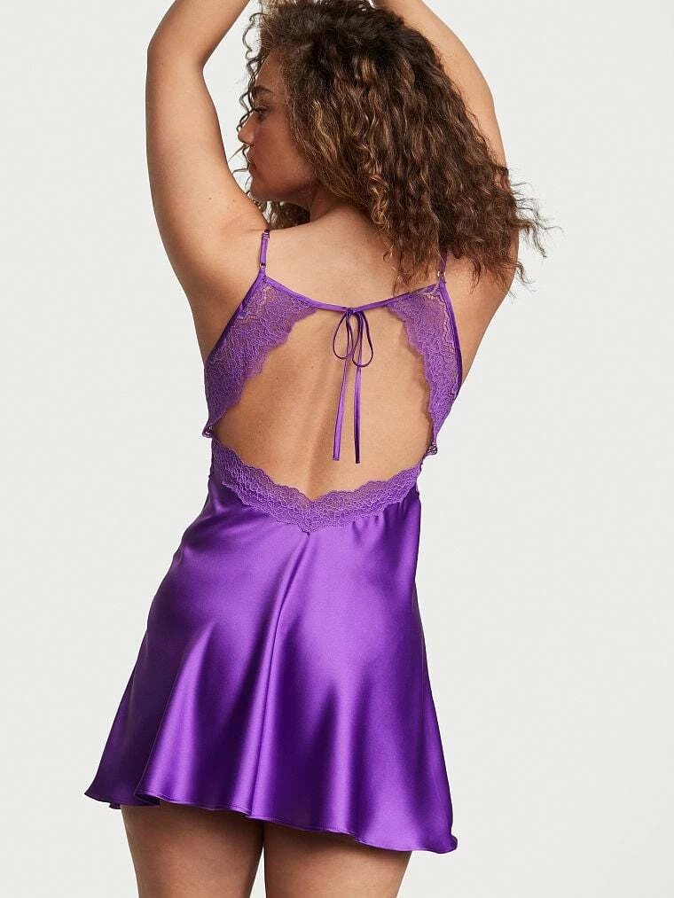 UNDERCOVER Abito slip Victoria's Secret raso elasticizzato XS S bianco floreale o viola nuovo con etichetta scegli