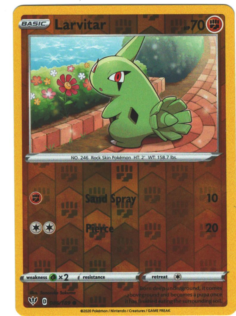 Larvitar 86/189 Darkness Ablaze Reverse Holo Common Pokémon TCG