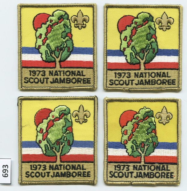 DEALER DAVE Boy Scout 1973 NATIONAL JAMBOREE 4 DIFFERENT POCKET PATCHES